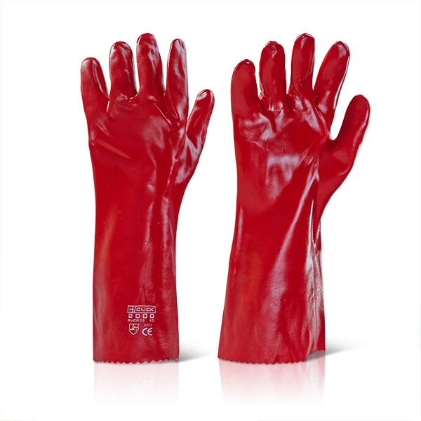 PVC Red Glove Open Cuff 35cm
